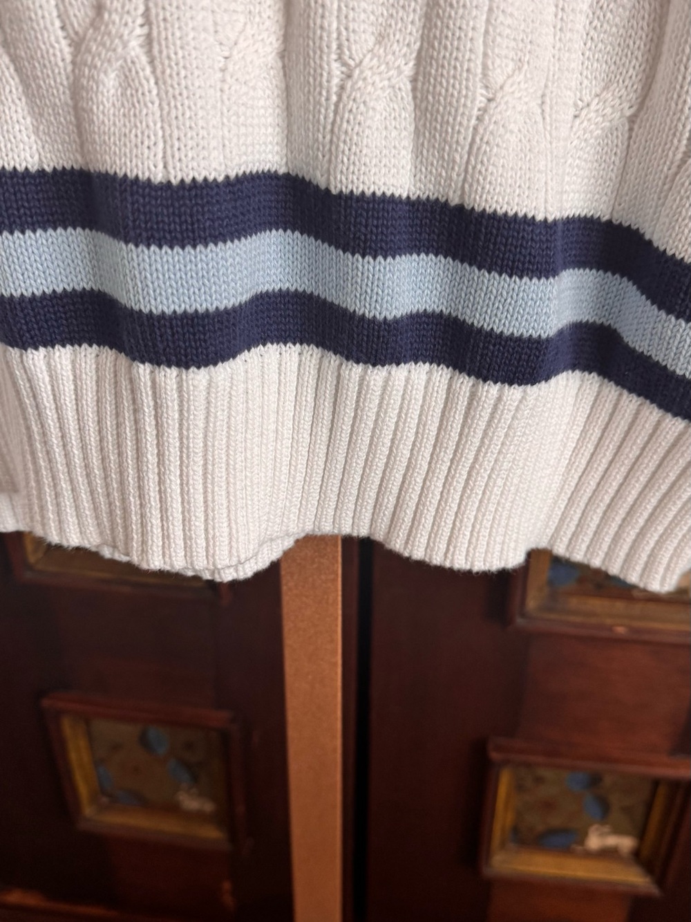 Lilly Pulitzer Brockton Cable Knit V-Neck Varsity Sweater White NWOT Size S - Picture 7 of 8